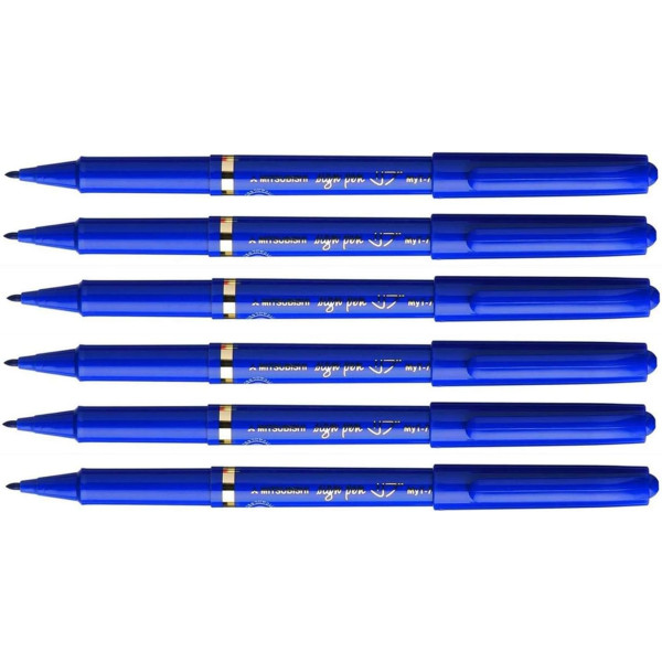 photo-6 feutres d'écriture Sign Pen Uni Ball bleu pointe fine