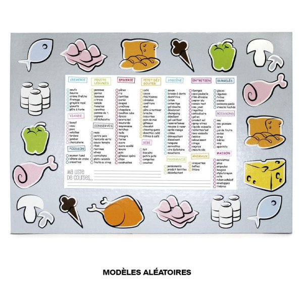 Tableau - Mémo - Liste de courses - Aimanté - A fixer sur le frigo - Feuilles détachables