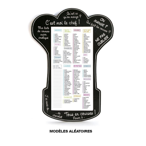 Tableau - Mémo - Liste de courses - Aimanté - A fixer sur le frigo - Feuilles détachables
