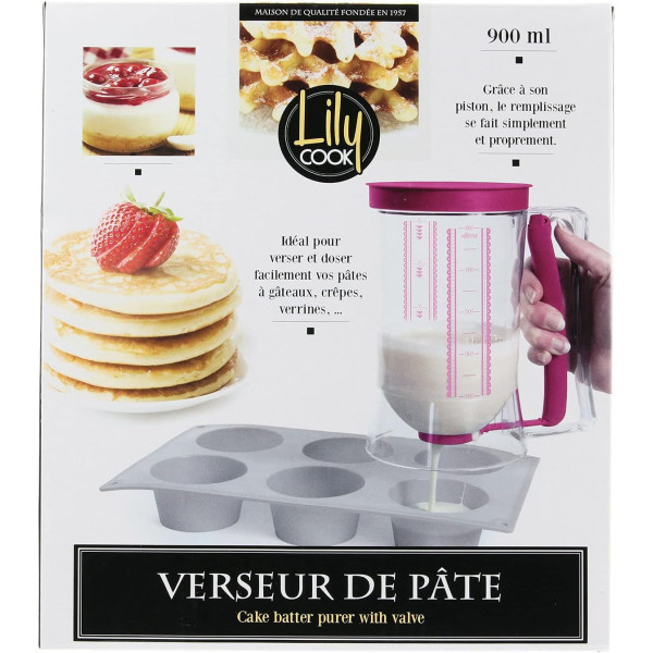 Verseur pour pâte à gâteaux - Avec piston - 900ml - Plastique - Gradué