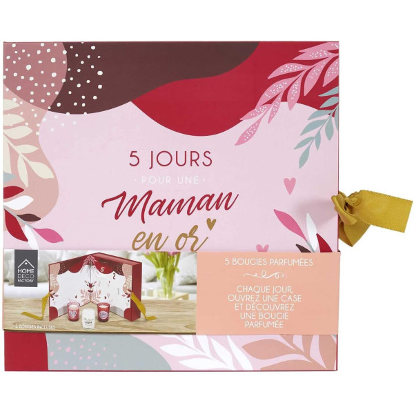 photo-Bougies - Parfumées - Coffret - Calendrier - 5 jours - Fête des mères - Cadeau