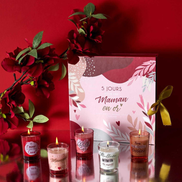 Bougies - Parfumées - Coffret - Calendrier - 5 jours - Fête des mères - Cadeau