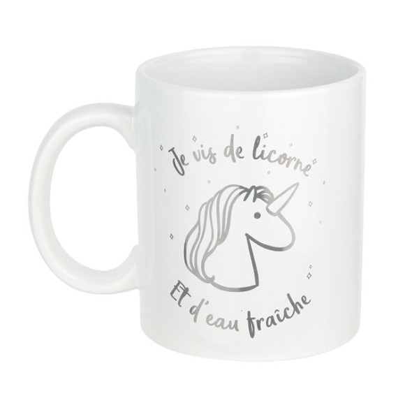 photo-Mug - Tasse - Licorne - Je vis de licorne et d'eau fraîche - Céramique - Blanc