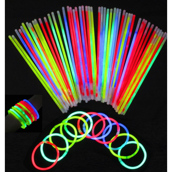 15 bâtons lumineux - Fluo dans le noir - Bracelets - Colliers - Fête - Anniversaire