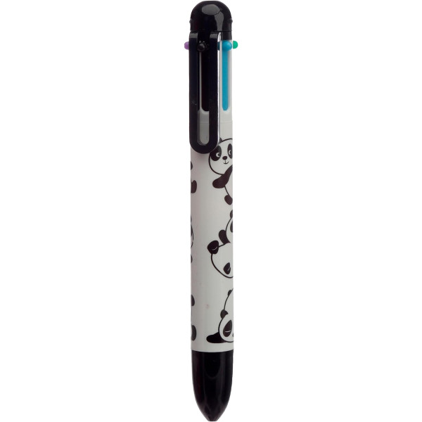 Stylo à bille - 5 couleurs - Pointe moyenne - Panda rigolo - Pour l'école