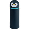 photo-Trousse - Scolaire - Ronde - Pingouin - Silicone souple - Fermeture éclair - 18cm