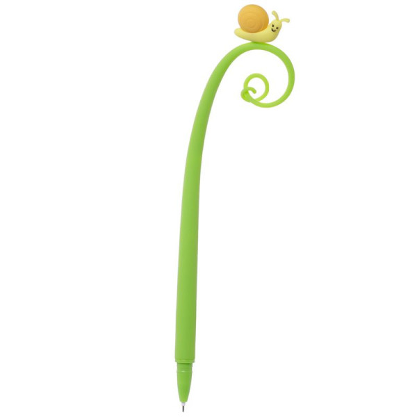 Stylo à bille - Noir - Pointe fine - Scolaire - Enfant - Escargot rigolo - Corps silicone