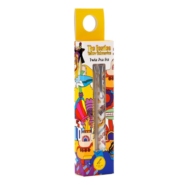 2 stylos à bille - Noir - Pointe fine - The Beatles - The Yellow Submarine
