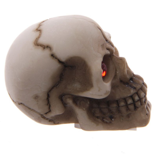 Figurine - Tête de mort - Crâne - Yeux rouges - Décoration - Halloween - 5x4cm