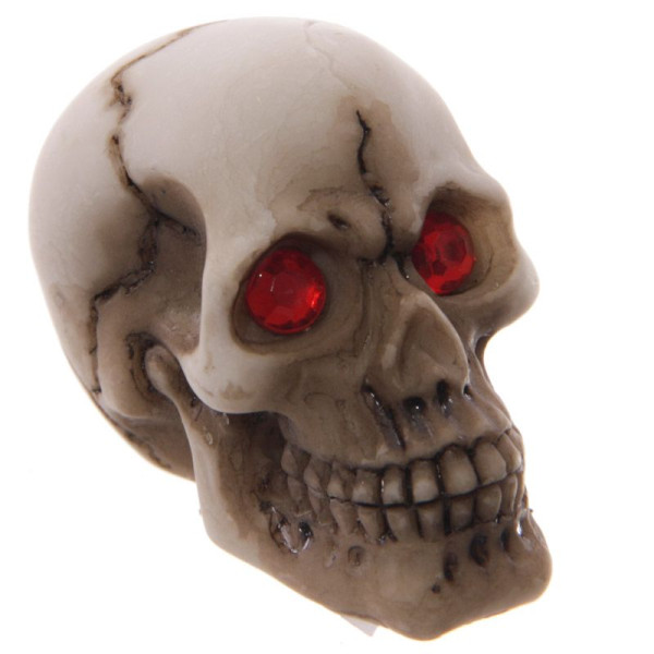 Figurine - Tête de mort - Crâne - Yeux rouges - Décoration - Halloween - 5x4cm