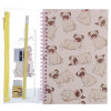 Set de papeterie - Petit chien carlin - Kawaï - Carnet + accessoires + trousse