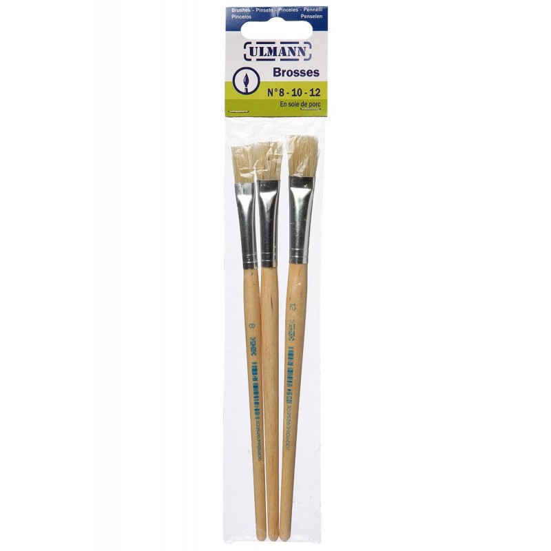 Lot De 3 Pinceaux Brosses - N°8 - N°10 - N°12 - Ulmann | Surdiscount