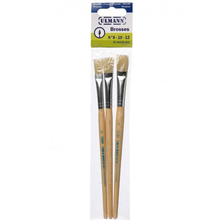 Lot De 3 Pinceaux Brosses - N°8 - N°10 - N°12 - Ulmann | Surdiscount