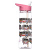 Gourde - Plastique - Avec paille - Sans BPA - 550ml - Rose - Combi VW - Hippie