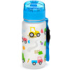 photo-Gourde - Enfant - 350ml - Plastique - Avec anse - Bleu - Tracteurs - Voitures