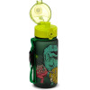 Gourde - Enfant - 350ml - Plastique - Avec anse - Vert/Noir - Dinosaure