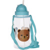 Gourde - Enfant - Plastique - Avec anse et capuchon - Bleu - Animaux du zoo