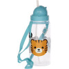 Gourde - Enfant - Plastique - Avec anse et capuchon - Bleu - Animaux du zoo