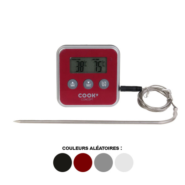 Thermomètre à sonde - Minuteur - Avec sonde - Cuisson viande, chocolat, caramel