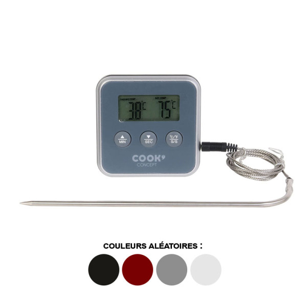 Thermomètre à sonde - Minuteur - Avec sonde - Cuisson viande, chocolat, caramel