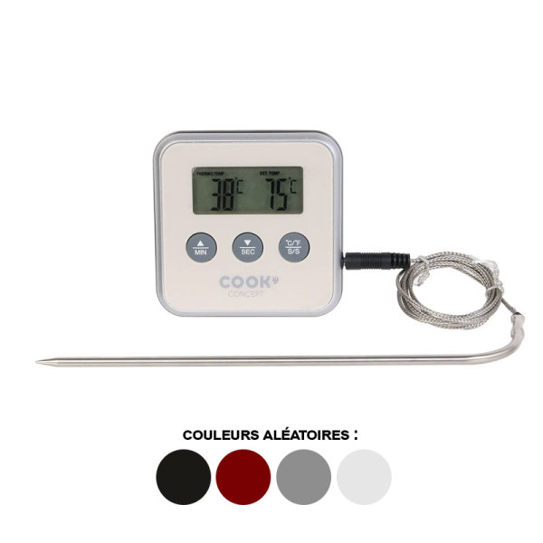 Thermomètre à sonde - Minuteur - Avec sonde - Cuisson viande, chocolat, caramel