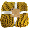 photo-Plaid - Couverture - Jaune - Grosse maille - Chaude - Cocooning - Cosy - 1,5x1,2m