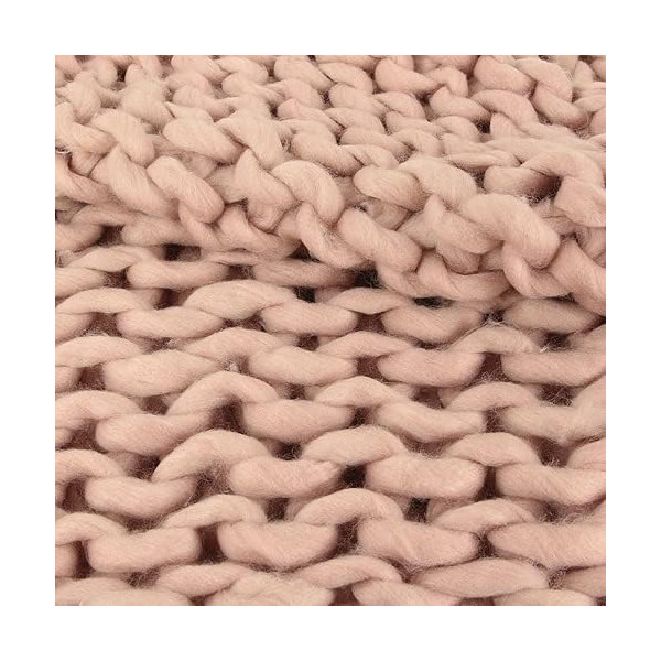 Plaid - Couverture - Rose - Grosse maille - Chaude - Cocooning - Cosy - 1,5x1,2m