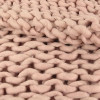 Plaid - Couverture - Rose - Grosse maille - Chaude - Cocooning - Cosy - 1,5x1,2m