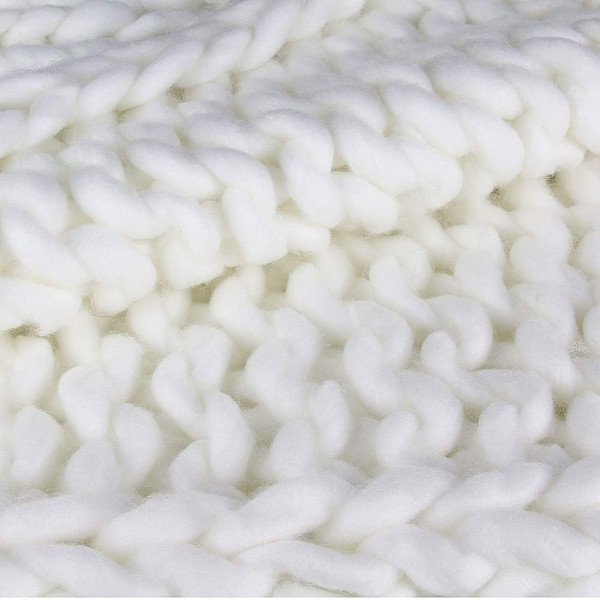Plaid - Couverture - Ecru - Grosse maille - Chaude - Cocooning - Cosy - 1,5x1,2m