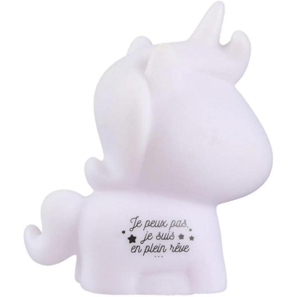 photo-Veilleuse - Licorne - Lampe à poser - LED rose - Chambre enfant - 10cm