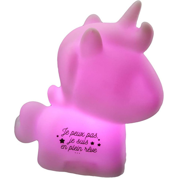 Veilleuse - Licorne - Lampe à poser - LED rose - Chambre enfant - 10cm