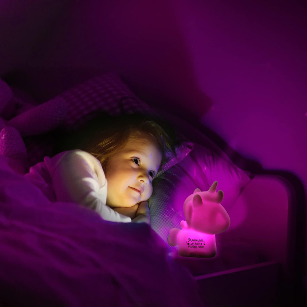 Veilleuse - Licorne - Lampe à poser - LED rose - Chambre enfant - 10cm
