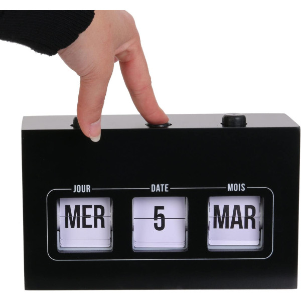 Calendrier - Jour/Date/Mois - Vintage - Décoration - Bureau - 19,5x11,5x5,5cm