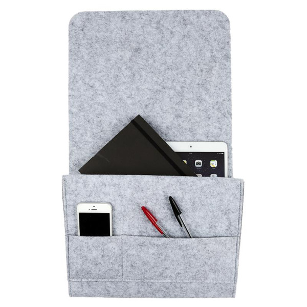 photo-Rangement pour lit - Livre/téléphone/tablette - 4 rangements - Se glisse sous le matelas