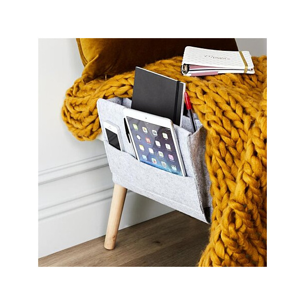 Rangement pour lit - Livre/téléphone/tablette - 4 rangements - Se glisse sous le matelas