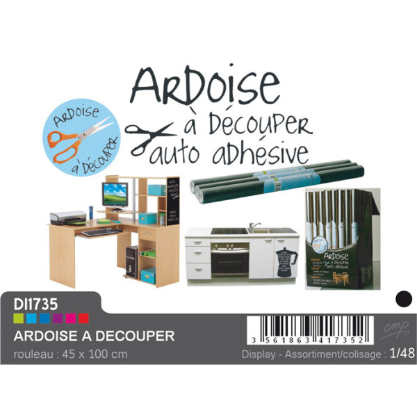 Ardoise noire - Rouleau adhésif - A découper - A coller - 45x100cm - Ecrire à la craie