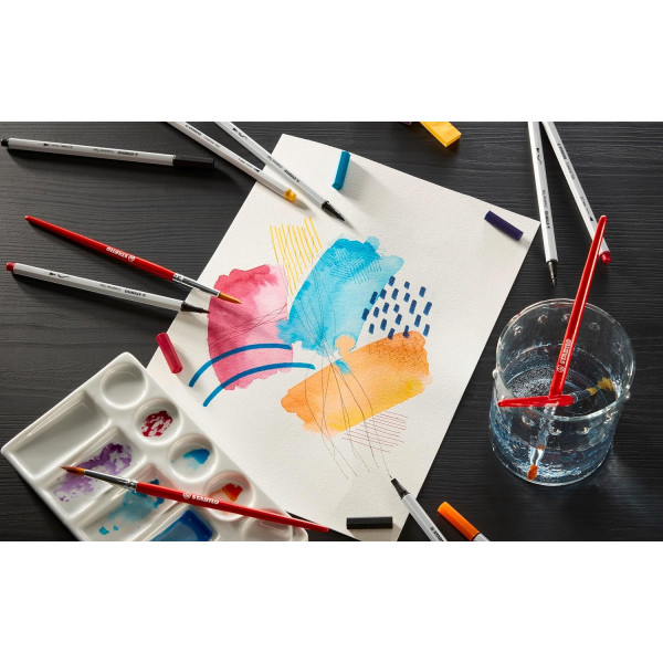 10 feutres à dessin - Calligraphie - Gris et Noir - Plusieurs mines - STABILO Creative Tips
