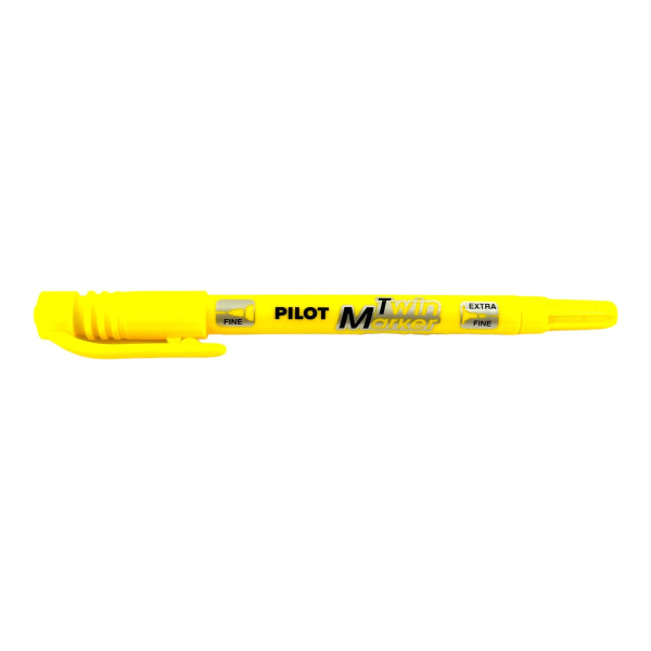 photo-Marqueur - Indélébile - Permanent - Jaune - 2 pointes - Pilot - TwinMarker