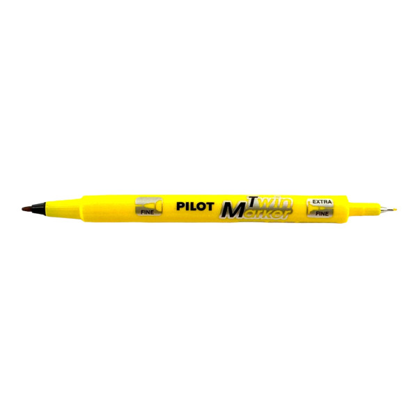 Marqueur - Indélébile - Permanent - Jaune - 2 pointes - Pilot - TwinMarker