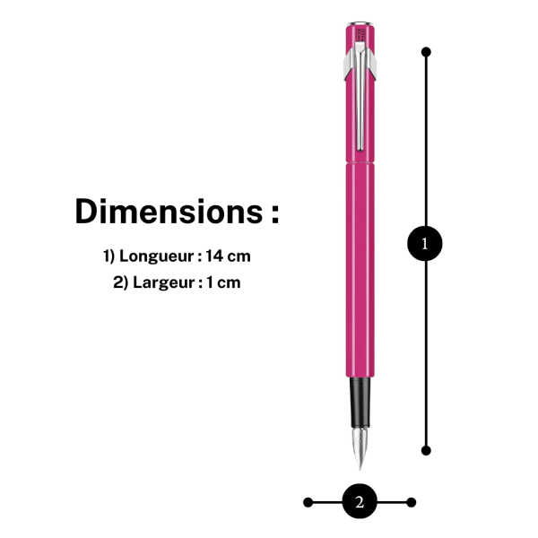 Stylo plume - Rose - Métal - Plume moyenne - Rechargeable - Caran d'Ache - 849