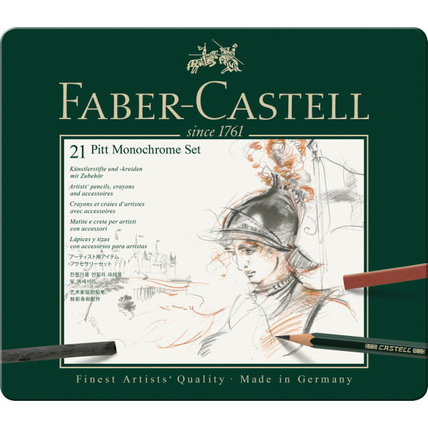 photo-21 Crayons graphite- Pastels - Fusains - Dessin - Esquisse - Faber-Castell - Pitt Monochrome Set