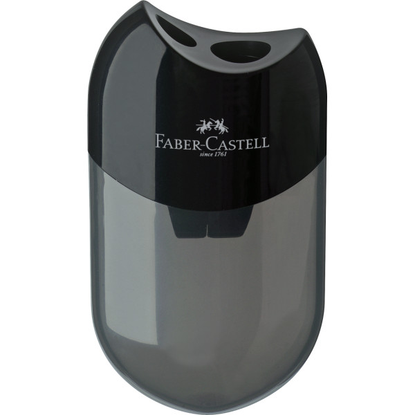 photo-Taille-crayon - 2 trous - Avec réservoir semi-transparent - Noir - Faber-Castell