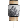 photo-Lampe - Applique - Rotin et tissu - 33cm hauteur - Ombrage - Chambre - Salon