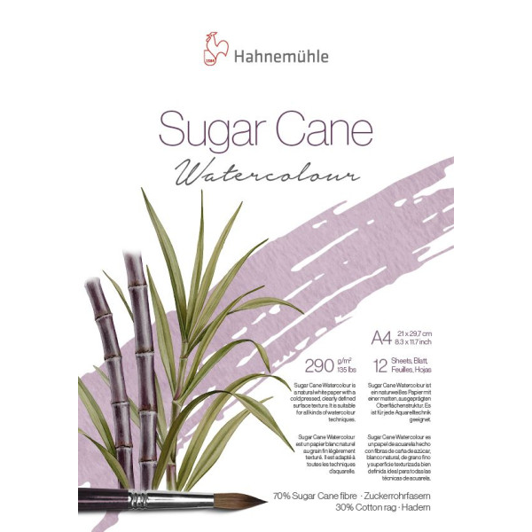 photo - Bloc aquarelle Sugar cane - Grain légèrement texturé - A4 - 290g/m2 - 12 feuilles - Hahnemühle