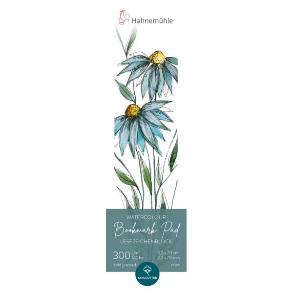 photo - Bloc aquarelle marque-pages - Grain fin - 20x5.5cm - 300g/m2 - 15 feuilles - Hahnemühle