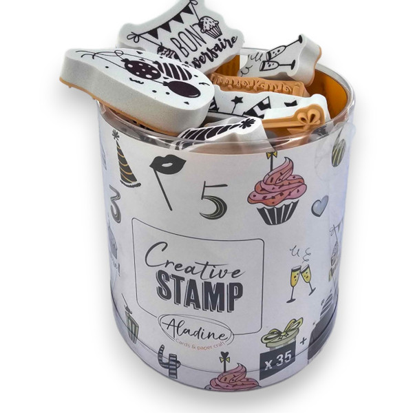 photo - Tampons encreur - Loisirs créatifs - Scrapbooking - Alphabet et chiffres - 103 pièces - Aladine
