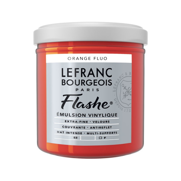 photo-Peinture vinylique - Flashe - Orange fluo - 206 - Lefranc Bourgeois - 125ml