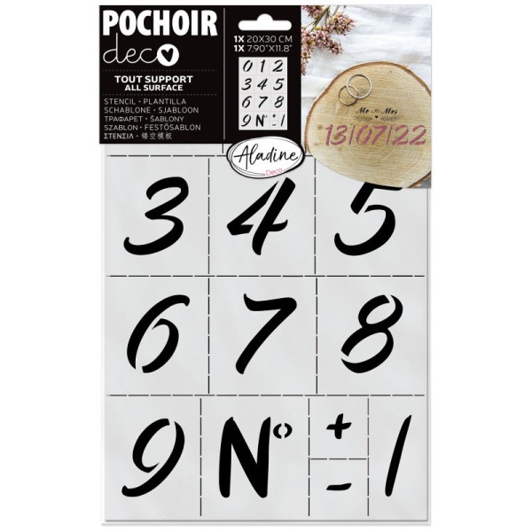 photo - Pochoir - Décoration - Chiffres - Tout support - 20x30 cm - Aladine