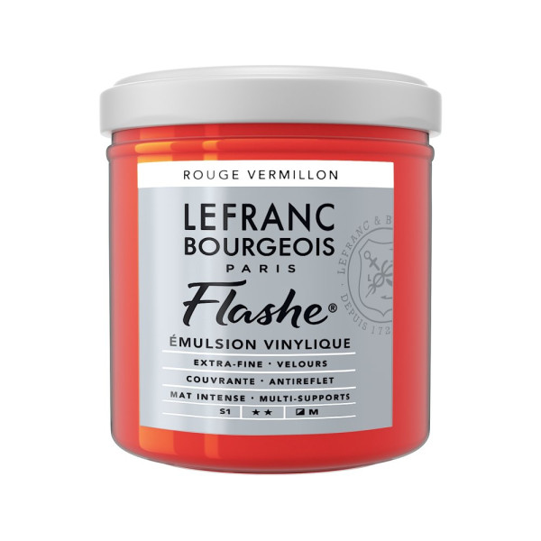 photo-Peinture vinylique - Flashe - Rouge vermillon - 393 - Lefranc Bourgeois - 125ml