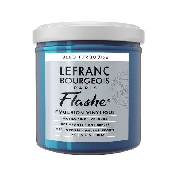 photo-Peinture vinylique - Flashe - Bleu turquoise - 050 - Lefranc Bourgeois - 125ml